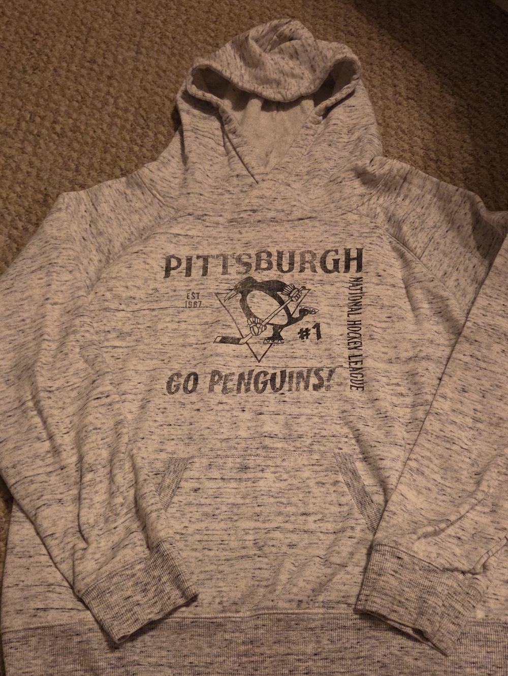 47 Brand Pittsburgh Gray Marled Hooded Sweatshirt with Team Logo